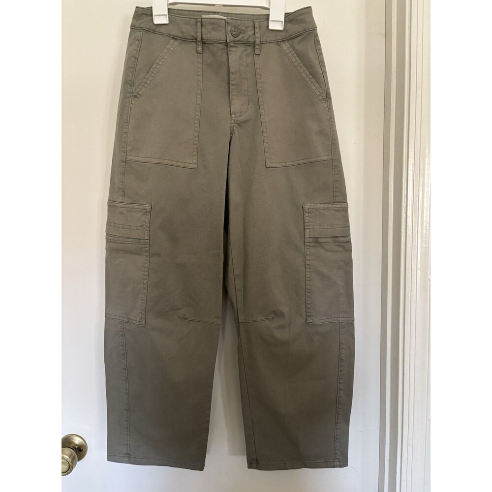 Women’s Mid Rise Barrel Leg Cargo Pants Universal Threads Olive Green Sz 2 Ankle
